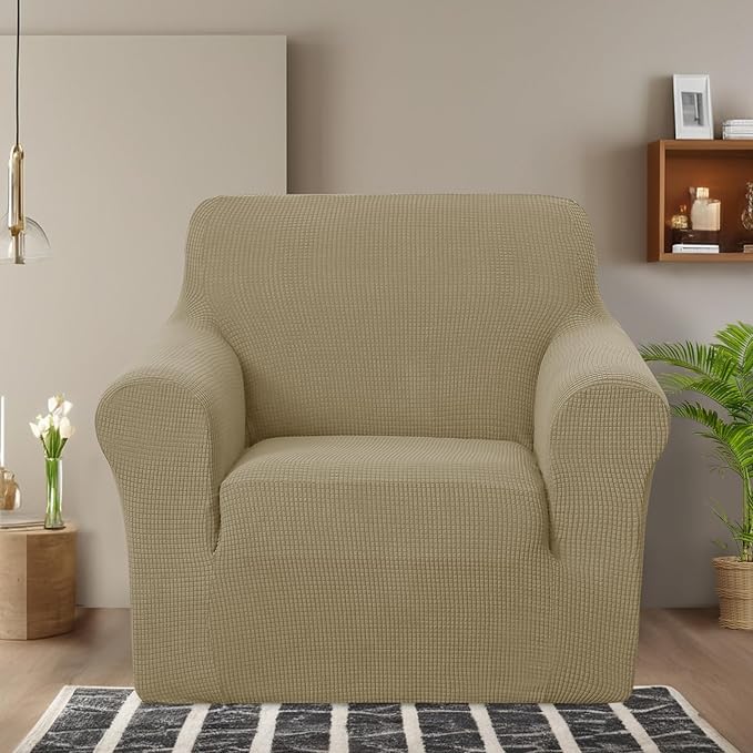 U-NICE HOME Recliner Chair Covers Stretch Couch Cover Sofa Cover Sofa Slipcover Furniture Protector for Chair Cover Pet Friendly(Armchair, Sand)