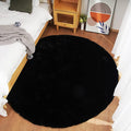 Ghouse Faux Rabbit Fur Round Rug 6ft Black Round Rugs for Bedroom Decor Fluffy Area Rugs for Living Room, no-Shedding Carpet Sheepskin Washable Rug Rome Decor