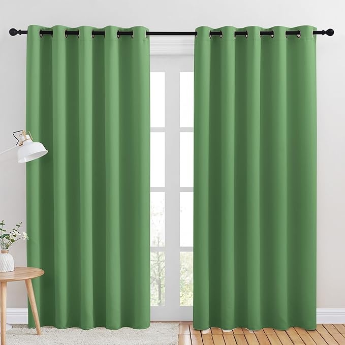 NICETOWN Room Darkening Draperies Window Curtain Panels, Forest Green, 2 Panels, W60 x L84 -inch, Thermal Insulated Grommet Room Darkening Curtains for Bedroom