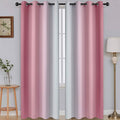 SimpleHome Ombre Room Darkening Curtains for Living Room, Light Blocking Gradient Pink to Greyish White Thermal Insulated Grommet Window Curtains/Drapes for Bedroom, 2 Panels, 52x84 inches Length