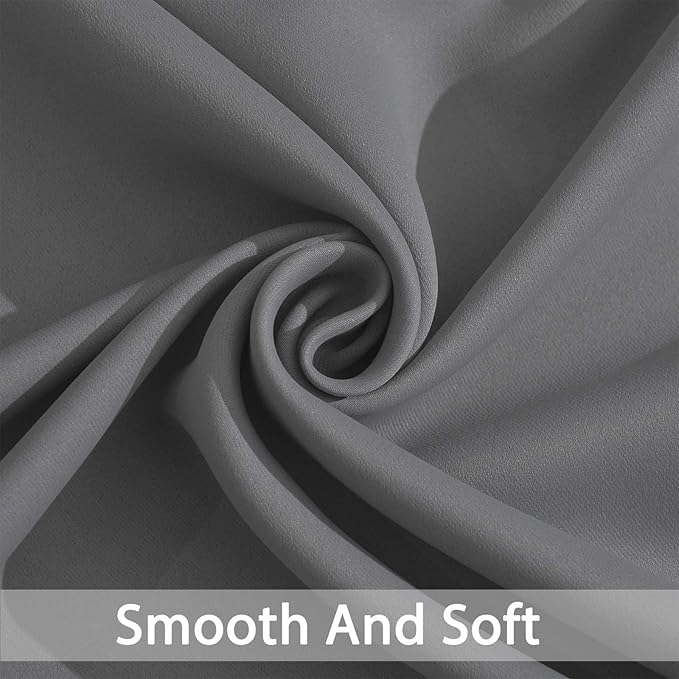 Yakamok Blackout Curtains Room Darkening Thermal Insulated Window Panels,Solid Grommet Top Drapes for Bedroom/Living Room(52Wx90L, Grey, 2 Panels)