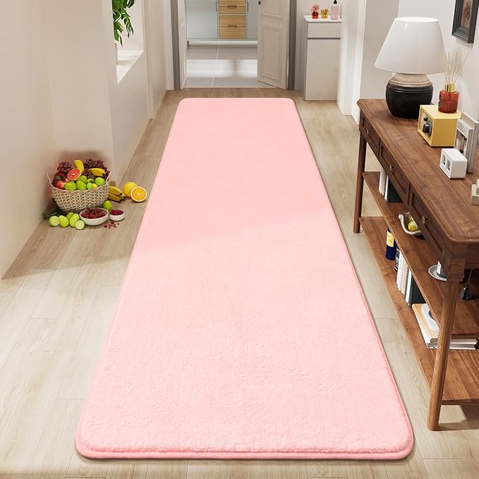 Amearea Modern Soft Hallway Runner Rug, 2x8 Feet Area Rug Runners for Hallways, Washable Runner Rugs, Non Slip Memory Foam Rug Pink Runner Rugs Carpet for Entrance Kitchen Kids Room Decor