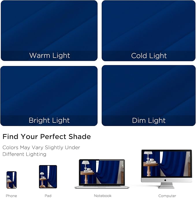 CUCRAF Royal Blue Blackout Curtains Customize, Rod Pocket Room Darkening Curtain for Bedroom Living Room, Thermal Insulated Window Drapes 1 Panel (Custom Size, Color)