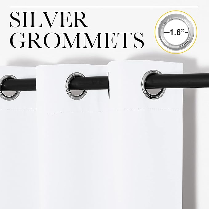 NICETOWN Draperies Curtains Panels, Blocking Out 50% Sunlight Window Treatment Curtains, Grommet Top Small Window Drapes for Bedroom (2 Panels, 42 by 40, White)
