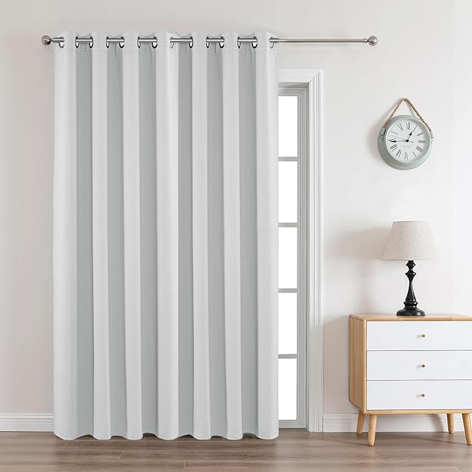 Joydeco White Curtains 95 Inches Long 1 Panel, Thermal Insulated Long Curtains& Drapes 1 Piece, Room Darkening Grommet Drapes for Living Room Bedroom Window (W70 x L95 Inch, Greyish White)