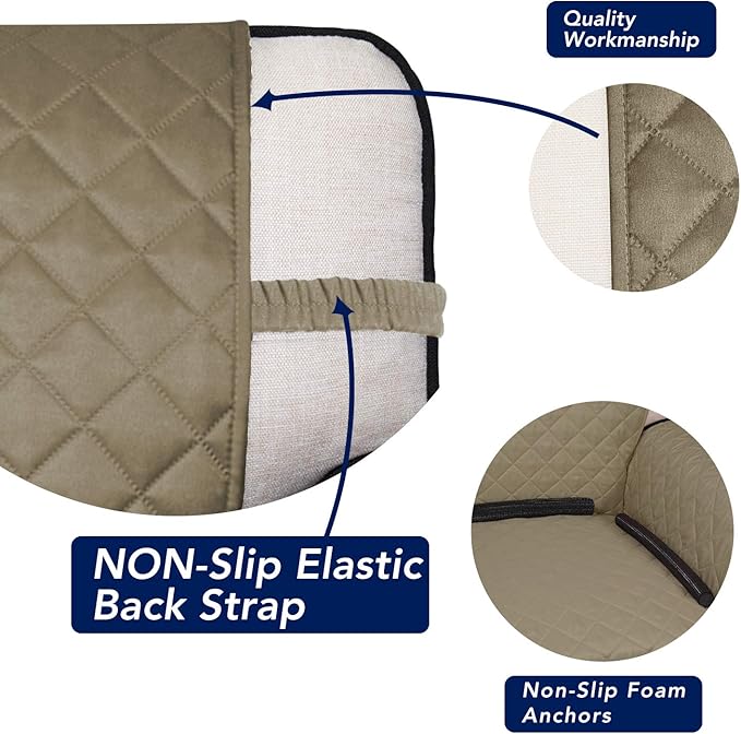 PureFit Reversible Quilted Sofa Cover, Water Resistant Slipcover Furniture Protector, Washable Couch Cover with Non Slip and Elastic Straps for Kids, Pets (Oversized Sofa, Beige/Beige)
