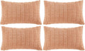 Fancy Homi 4 Packs Peach Decorative Throw Pillow Covers 16x24 Inch for Living Room Couch Bed, Rustic Modern Farmhouse Boho Home Decor, Soft Plush Corduroy Cute Square Accent Cushion Case 40x60 cm