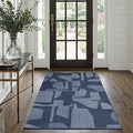 Latte&Fog 3x5 Entryway Rug Indoor, Modern Abstract Washable Area Rug, Boho Non Slip Low Pile Throw Carpet for Indoor Bedroom Bedside, Kitchen, Entry and Living Room - Navy Blue
