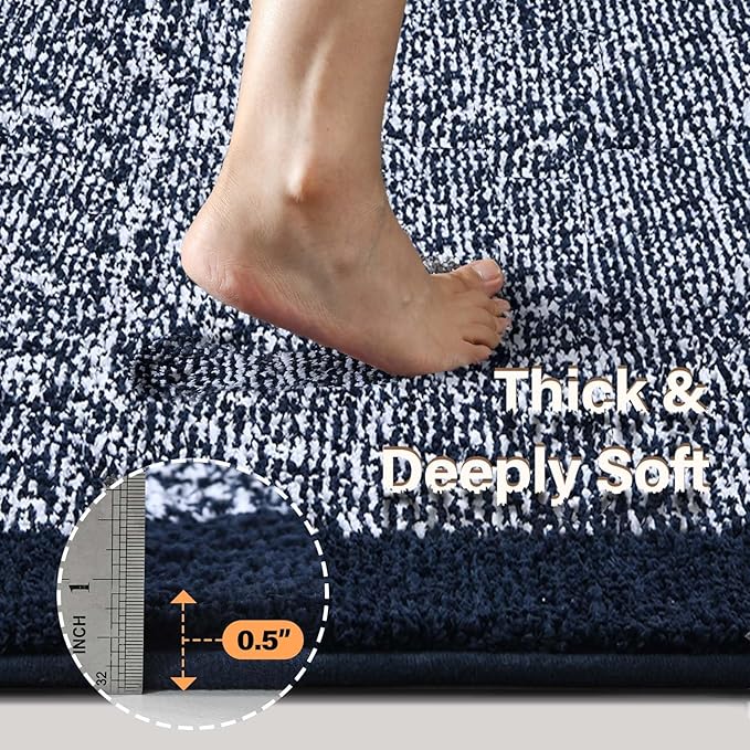 70x24 Long Bathroom Rugs Washable Non Slip, Dark Blue Bath Mat for Bathroom Floor Tub, Soft Absorbent Quick Dry Mats for Shower, Bathtub,Home Decor