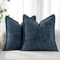 HPUK Fall Chenille Soft Throw Pillow Covers 18x18 Set of 2, Accent Cushion Covers for Living Room, Bedroom, Decorative Solid Color Pillow Covers for Couch, Sofa, Chair, Dusty Blue