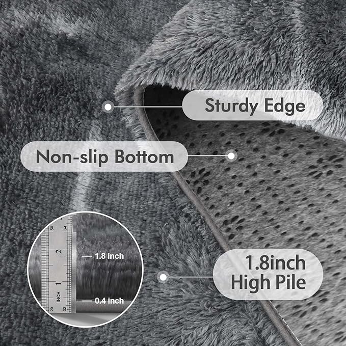 Area Rugs for Living Room, 6x9 Feet Soft Fluffy Shagg Plush Rug High Pile Large Non-Slip Floor Carpet for Bedroom Nursery Kids Home Dorm Decor Grey Star