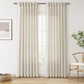 Nanspring Vanilla Linen Curtains 84 Inches Long for Living Room Light Filtering Semi Sheer Curtain Back Tab Modern Farmhouse Decor Elegant Luxury Coastal Drapes for Bedroom Office 52x84,2 Panels