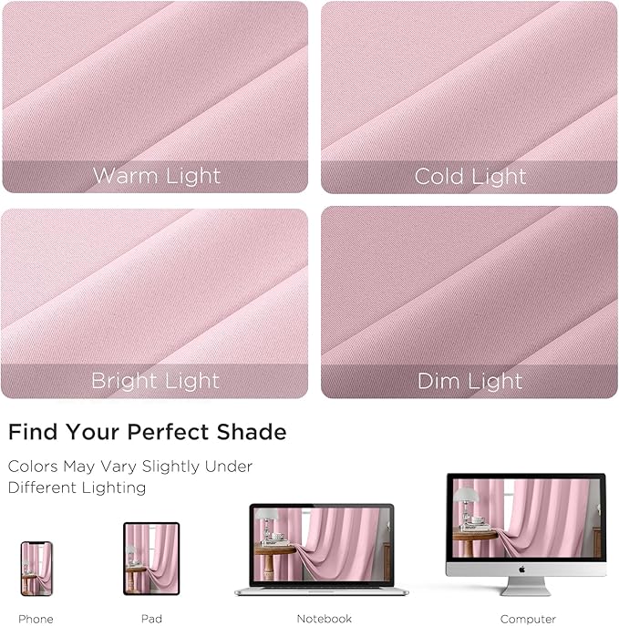 CUCRAF Light Pink Blackout Curtains Customize, Rod Pocket Room Darkening Curtain for Bedroom Living Room, Thermal Insulated Window Drapes 1 Panel (Custom Size, Color)