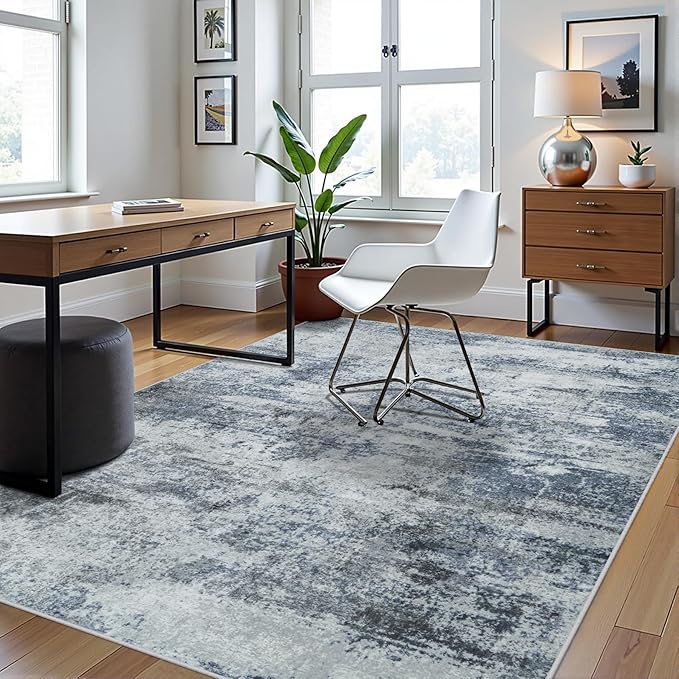 5x7 Area Rugs for Living Room Rug Washable: Abstract Tumble Large Rug for Dining Room Bedroom Carpet Non Slip 5 by 7 Indoor Modern Nursery Home Office Alfombras para Salas Modernas Blue Grey