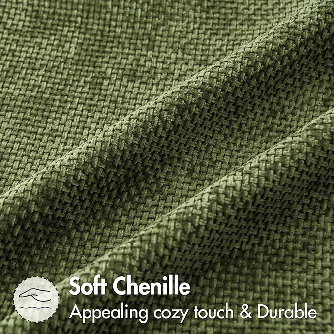 MIULEE Pack of 2 Couch Throw Pillow Covers 20x20 Inch Olive Green Modern Boho Accent Decorative Pillow Covers Soft Chenille Farmhouse Cushion Covers for Home Decor Bed Sofa Living Room