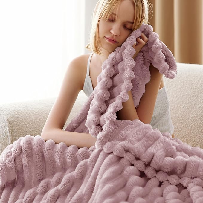 Bedsure GentleSoft Pink Fleece Blanket for Couch - Cozy Soft Blankets for Women, Cute Small Throws for Girls, 60x80 Inches