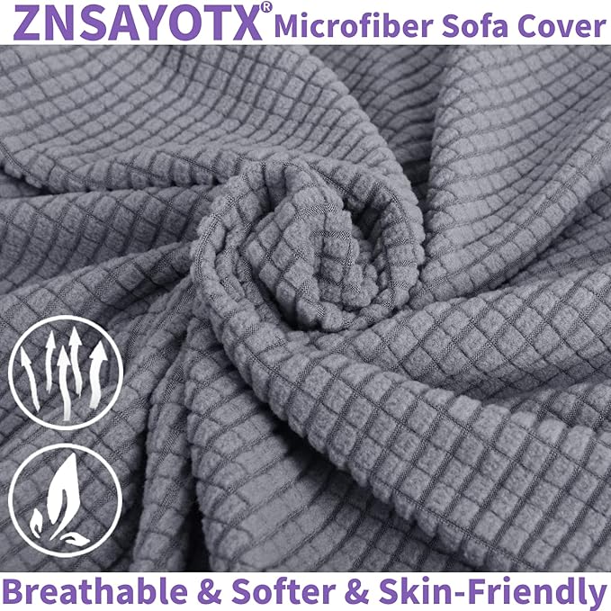 ZNSAYOTX Super Stretch Chair Slipcover Universal Sofa Chair Covers for Living Room Dogs Pet Furniture Protector Spandex Armchair Slipcovers with Anti Slip Foam Sticks (Light Grey, Chair)