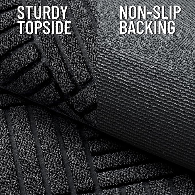 OLANLY Front Door Mat Outside Entrance 71x47, Absorbent, Heavy Duty Sturdy Natural Rubber Doormat Indoor Outdoor, Stain and Fade Resistant, Non-Slip Low Profile Floor Mat for Entryway, Black Diamond
