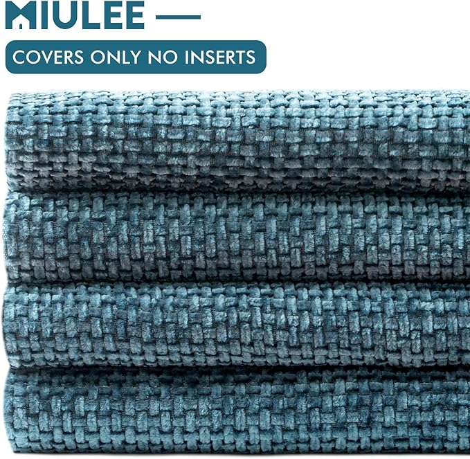 MIULEE Pack of 4 Couch Throw Pillow Covers 20x20 Inch Smoke Blue Soft Decorative Chenille Pillow Covers Farmhouse Accent Cushion Covers for Boho Spring Home Decor Sofa Bedroom Living Room