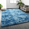Deerhoo Shag Area Rug, 4 X 6 Tie-Dyed Plush Fuzzy Rugs for Living Room, Ultra Soft Fluffy Furry Rug for Bedroom, Indoor Carpet Nursery Rugs for Kids Room Home Decor, Bright Blue