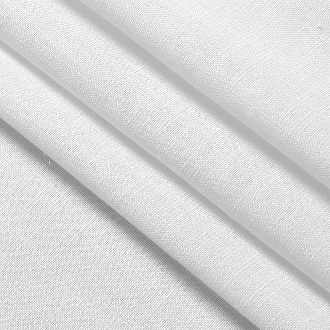 Nanspring White Curtains for Kitchen Linen Semi Sheer Light Filtering Curtains Back Tab and Rod Pocket Farmhouse Decor Curtain for Bathroom Small Window Drapes 34 x 30 Inch,2 Panels