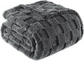 Exclusivo Mezcla Fleece Throw Blanket for Couch,Super Soft and Warm Lightweight Checkered Pattern Blankets for All Seasons, 50x60 Inches, Dark Grey