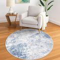 IOHOUZE Round Area Rug 5 Ft Circle Entryway Rugs Round Washable Door Mat Indoor Entrance, Non Slip Circle Front Door Rug, Printed Abstract Faux Wool Floor Carpet for Foyer Porch Sink, Light Blue Grey