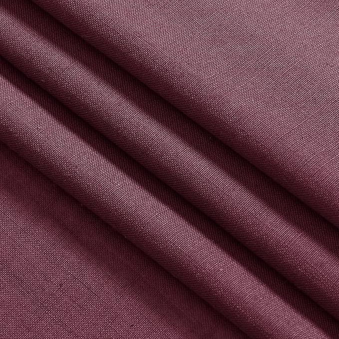 Nanspring Burgundy Linen Curtains for Living Room 105 Inches Long Light Filtering Semi Sheer Curtain Back Tab Vintage Boho Decor Elegant Luxury Drapes for Bedroom Dinner Room 52x105, 2 Panels