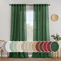 MIULEE Emerald Green Linen Curtains 90 Inch Long for Bedroom Living Room, Soft Thick Linen Textured Window Drapes Semi Sheer Light Filtering Rod Pocket Back Tab Christmas Burlap Look, 2 Panels