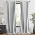 MIULEE 100% Blackout Linen Curtains for Bedroom, Grey Solid Luxury Decor Thermal Insulation Room Darkening Drapes for Living Room Nursery Back Tab Rod Pocket 42 x 96 Inches, 2 Panels