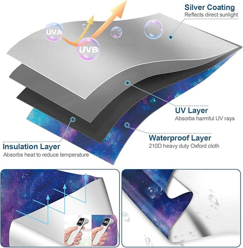 100% Blackout Curtains for Bedroom, Portable DIY Window Blinds, No Drill Window Shades & Blackout Blinds with Stickers & Tabs for Travel, Dorm Room, Media Room (Starry Sky, 79" x 57")