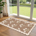 Front Door Mat Indoor Entrance - 2x4.3 Ft Floral Washable Layered Doormat Outdoor Entrance Porch Rug Non-Slip Tan Boho Farmhouse Runner Rug for Kitchen Hallway Bedroom Laundry Room Porch Decor