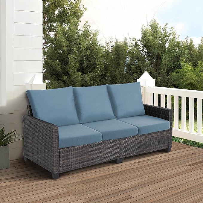 Water Repellent Sofa Seat Slipcovers Stretch Cushion Covers, Seaters Replacement for Furniture Protector, Soft Flexibility with Elastic Bottom (Large, Dusty Blue)