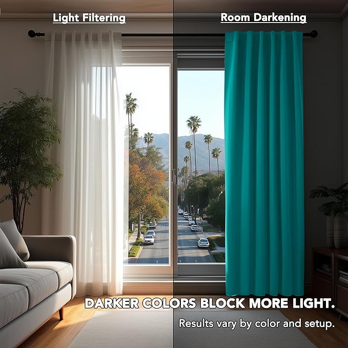 Deconovo Blackout Curtains, Thermal Insulated, W52 x L108 2 Panels, Back Tab, Machine Washable, Room-Darkening Drapes for Bedroom/Living Room Turquoise