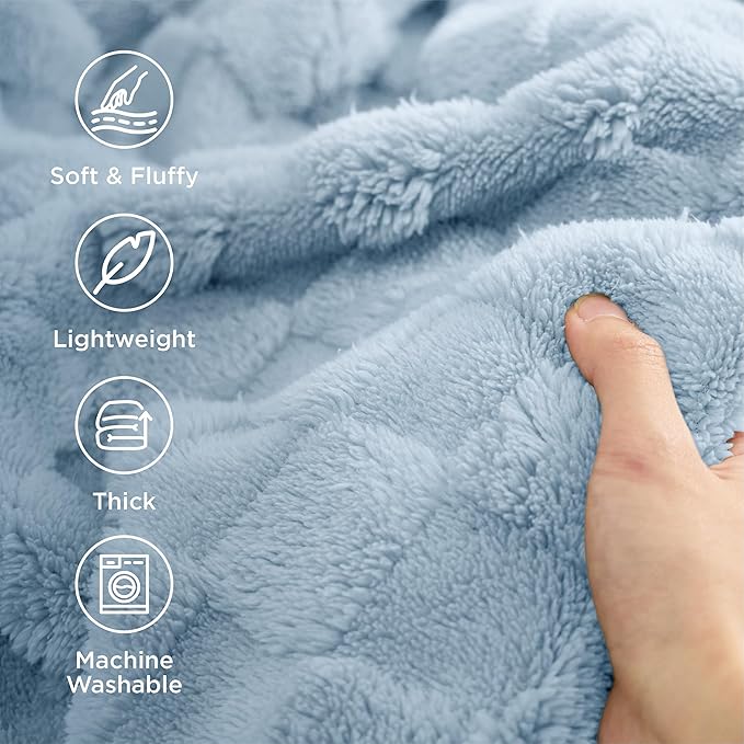 Bedsure GentleSoft King Size Blanket for Bed - Super Soft Cozy Blankets for Kids Girls, Large Fuzzy Fleece Throw for Bedroom Decor, Light Blue,108x90 Inches