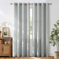 NICETOWN Light Cyan Linen Curtains for Kitchen, Thick Flax Small Window Treatments Semi Sheer Privacy Assured with Light Through for Cafe/Bathroom, W55 x L84, 2 Panels