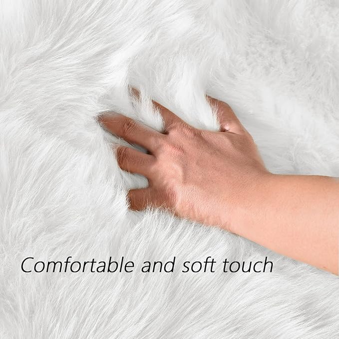 Latepis Runner Rugs for Hallway 2x10 White Faux Fur Rug Sheepskin Rugs for Living Room Washable Fluffy Rug for Bedroom Coushin Rectangle