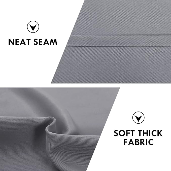 DWCN Grey Blackout Curtains for Half Window, Thermal Insulated Energy Saving Room Darkening Curtains for Kitchen/Bedroom (W60 x L36 inch, Set of 2 Panels, Top of Rod Pocket)