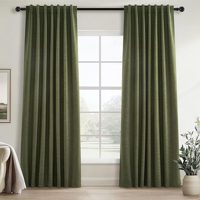 Topfinel Long Curtains for Living Room Custom 105 Inch,Sun Blocking Elegant Internet Farmhouse Curtains Burg for Bedroom Aesthetic Thermal Blackout Drapes Fabric Thick 2panels Back Tab Hooks Pleated