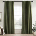 Topfinel 94 Inches Long Flax Custom Blackout Linen Curtains, Viral Pinch Pleated Noise Cancelling Curtains with Pin Hooks for Traverse, Olive Green Burlap Viral Drapes 2 Panels for Living Room