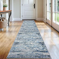 Lansny Modern Abstract Runner Rug 2x12, Grey Blue White Washable Long Kitchen Runner Non-Slip Soft Hallway Rug Runner Thin Print Faux Wool Carpet for Entryway Bedroom Laundry Room Indoor Home Decor