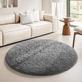 Ophanie Round Rug 5Ft Grey Circle Area Rugs, Fluffy Fuzzy Bedroom Carpet 5 Foot, Plush Shag Indoor Floor Gray Living Room Christmas Circular Aesthetic Decor for Kids Teen Boys Baby,Nursery, Classroom