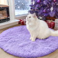 OLANLY Light Purple Round Rugs for Bedroom - Machine Washable, 3 ft Circle Area Rugs for Living Room, Soft and Fluffy Shaggy Carpet for Teen Girls and Boys, Nursery Rooms, Dorms, Home Decor Aesthetic