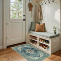 Area Rugs 2'x4' Kitchen Rugs Entry Rug Small Rugs for Entryway Kitchen Bathroom Door Mat Indoor Entrance,Washable Non Slip, Dark Blue Vintage