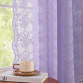 YJ YANJUN Vintage Lace Curtains 96 Inches Long-Victorian Floral Pattern Lavender Sheer Curtain Panels for Living Room Bedroom,Light Filtering, Romantic Girly Drapes 2 Panels 52W x 96L Light Purple