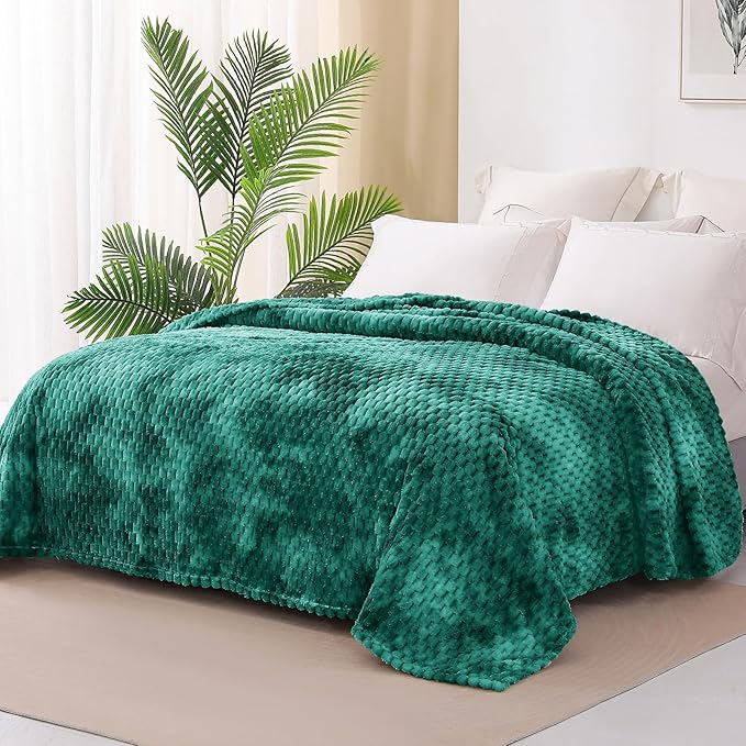 Exclusivo Mezcla Fleece Twin Blanket for Bed, Extra Large Fuzzy Tie-dye Teal Bed Blankets, Soft Cozy Plush Sofa Throws for All Seasons, 60x80 Inches