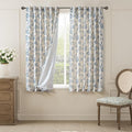 jinchan Lined Linen Floral Curtains for Living Room, 63 Inch Length Printed Flower Farmhouse Patterned French Country Back Tab Blue Window Drapes Set Privacy Bedroom Curtains, 2 Panels