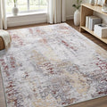 Toneed Abstract Area Rug Modern Washable Rug Soft Non Slip Rug Low Pile for Bedroom Living Room Dining Room Taupe Grey Brown 4x6 Feet
