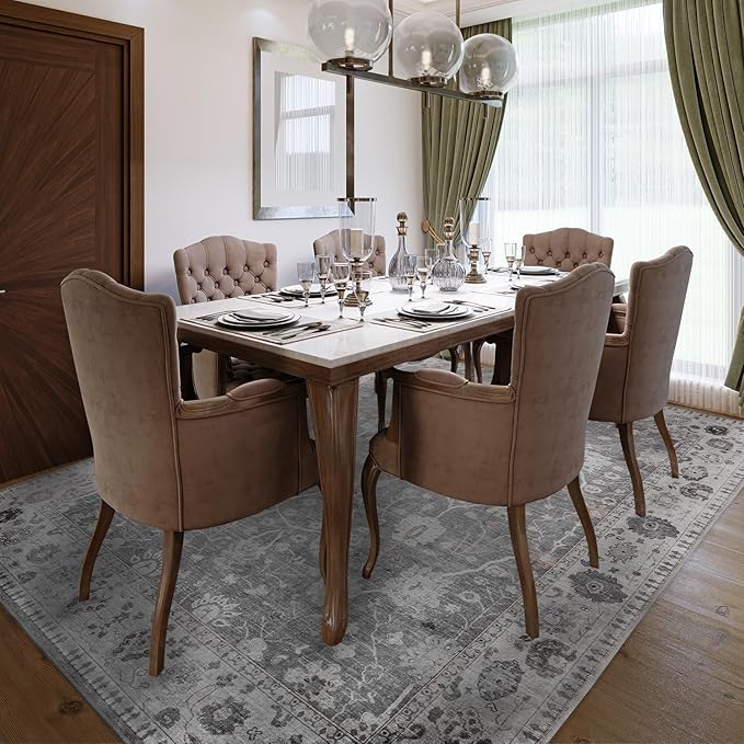 AMOAMI-8x10 Area Rugs-Boho Rugs for Living Room Machine Washable-3D Rugs for Bedroom-Non Slip Floor Rug-Moroccan Indoor Carpet for Bedroom Dining Room