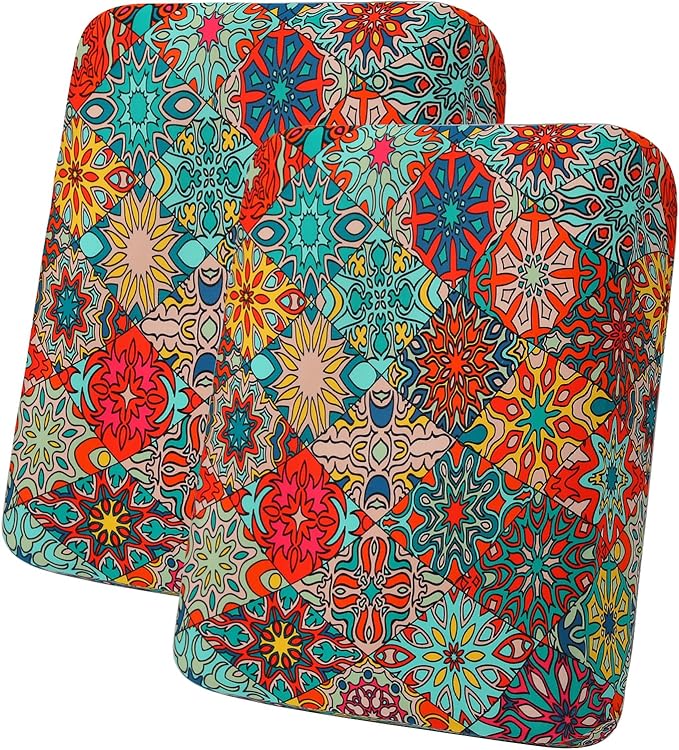 hyha Printed Couch Cushion Covers, Floral Sofa Covers Washable for 2 Cushion Couch, Stretch Pattern Outdoor Cushion Covers for Patio Furniture with Elastic Bottom(2 Packs, Diamond Mandala)